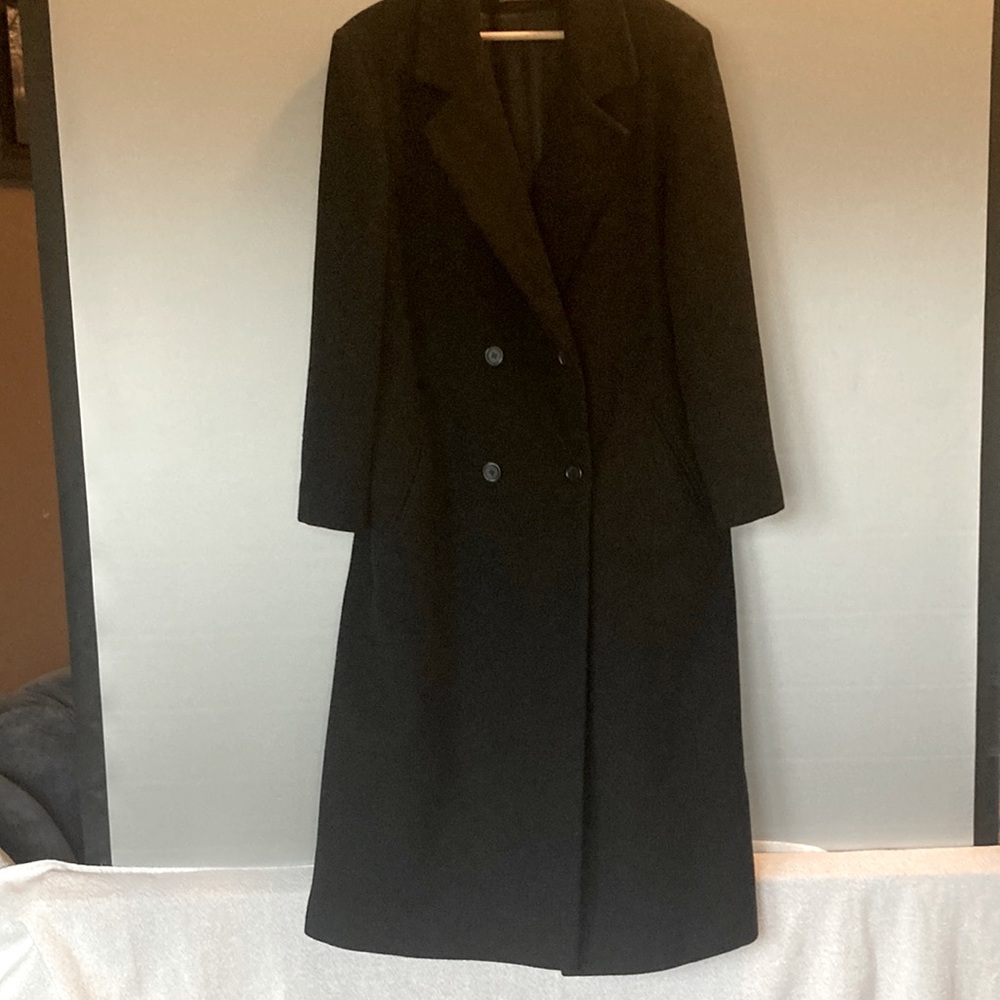 Mario De Pinto Black Pure Wool Trench Coat Size Medium